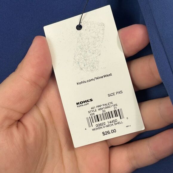 Nine West Blue Career Business casual Shell Top NWT Petite XS - Picture 3 of 6